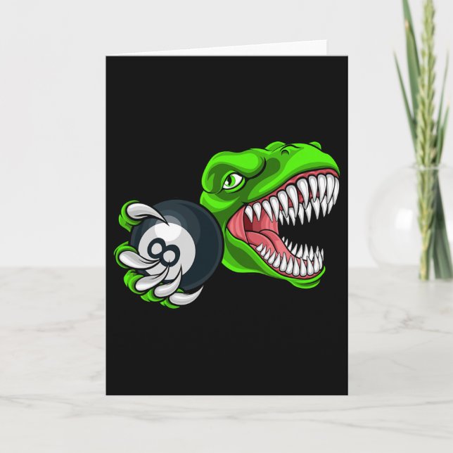Funny Billiards T-rex Art Billiards Playing Pool P Card (Front)