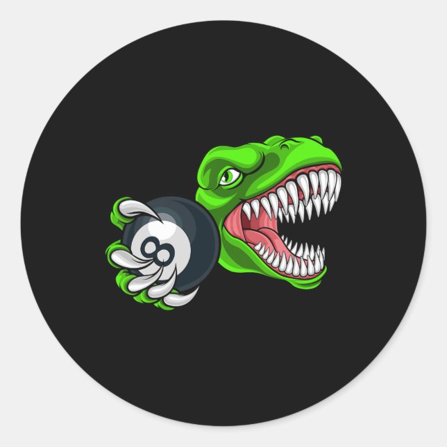 Funny Billiards T-rex Art Billiards Playing Pool P Classic Round Sticker (Front)