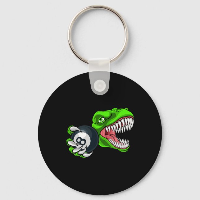 Funny Billiards T-rex Art Billiards Playing Pool P Key Ring (Front)