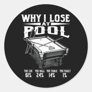 Funny Billiards Why I Lose At Snooker Billiard Poo Classic Round Sticker