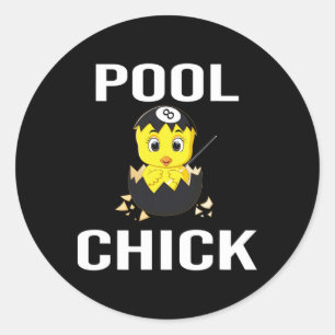 Funny Billiards Women Cute Gift For Girl Pool Play Classic Round Sticker
