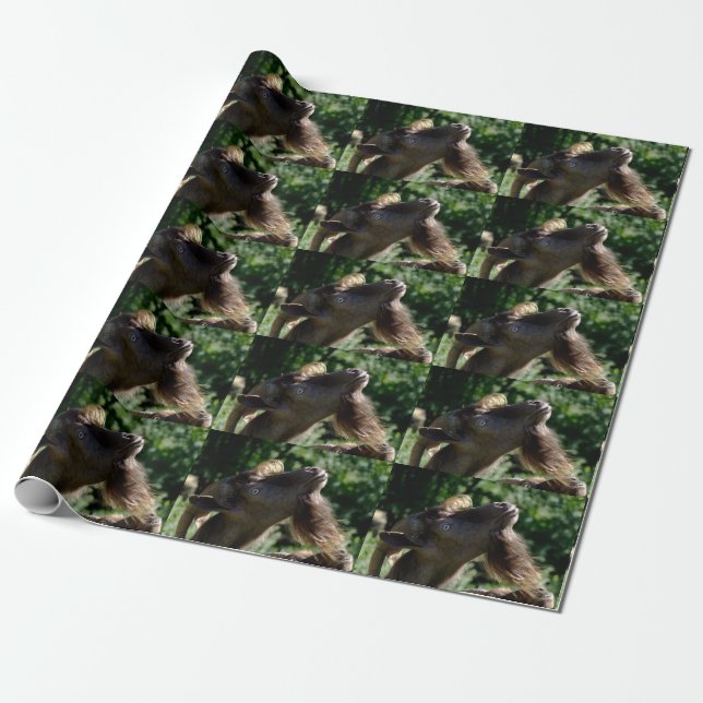 Funny Billy Goat Portrait Wrapping Paper (Unrolled)