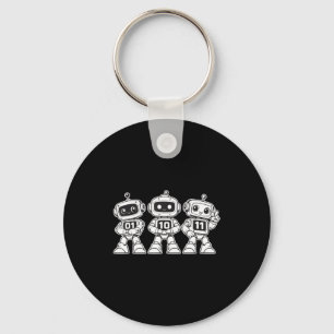 Funny binary robots 01 10 11 cute coding robot key ring