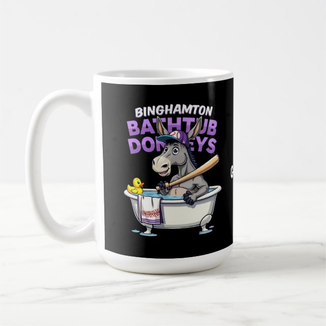 Funny Binghamton Baseball Bathtub Donkey Vintage Coffee Mug (Left)