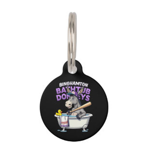 Funny Binghamton Baseball Bathtub Donkey Vintage Pet Tag