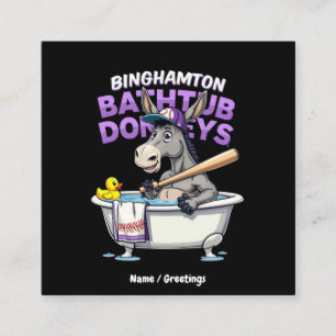 Funny Binghamton Baseball Bathtub Donkey Vintage Square Business Card