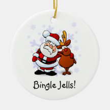 Funny Bingle Jells Santa & Moose Holiday Ornament