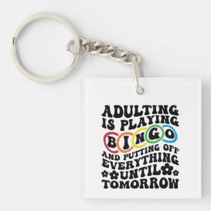 Funny Bingo adulting word art Key Ring