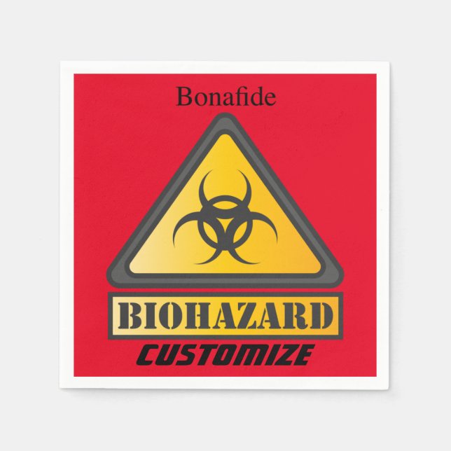 Funny Biohazard Warning Sign Thunder_Cove Napkin (Front)