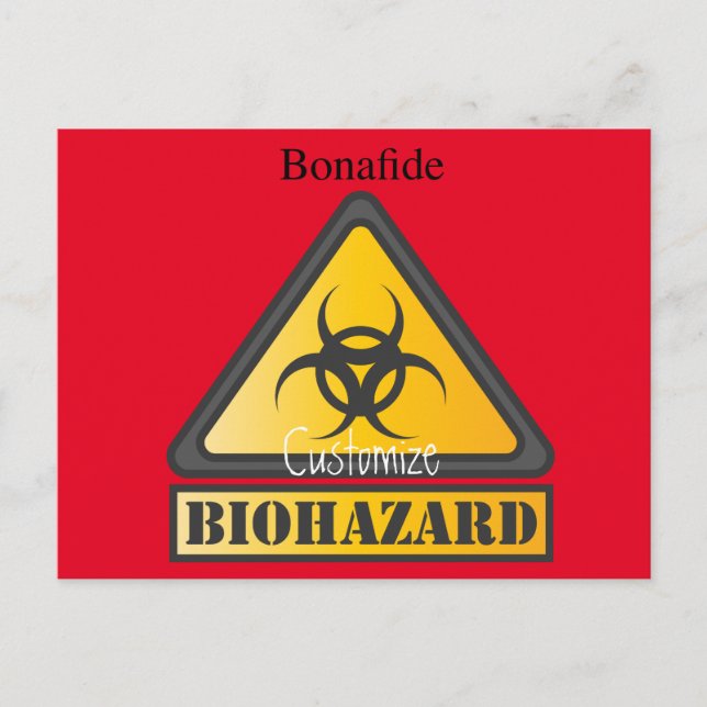 Funny Biohazard Warning SignThunder_Cove Postcard (Front)