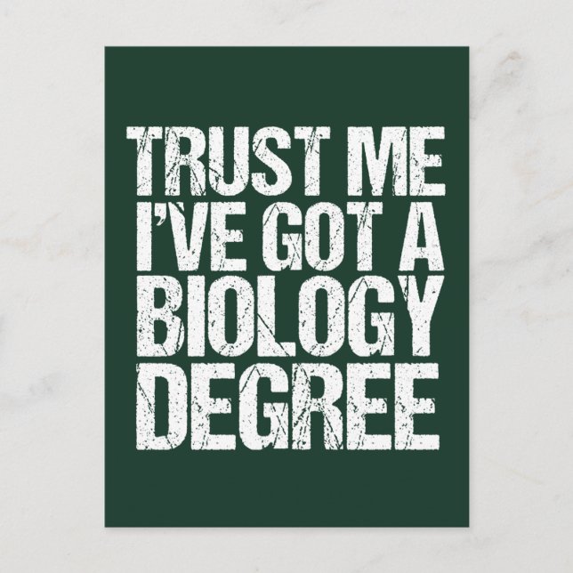 Funny Biology Major Graduation Green Biologist Postcard (Front)
