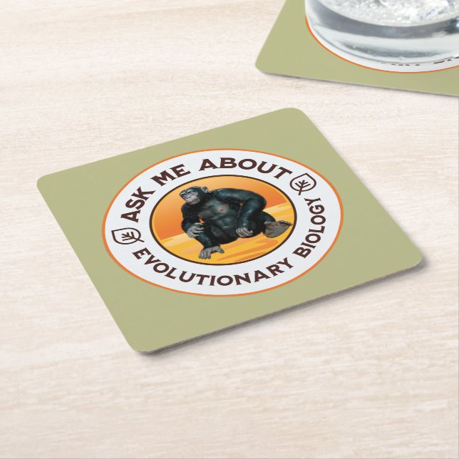 Funny Biology Teacher Evolution Humour Gift Square Paper Coaster (Angled)