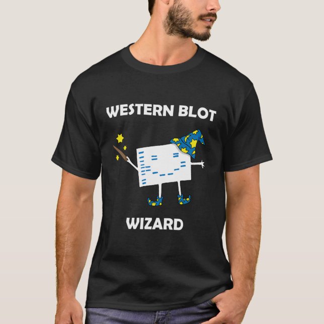 Funny Biology Western Blot Wizard T-Shirt (Front)