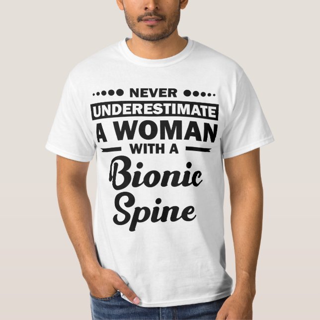 Funny Bionic Spine Surgery Recovery Gift Back Spin T-Shirt (Front)
