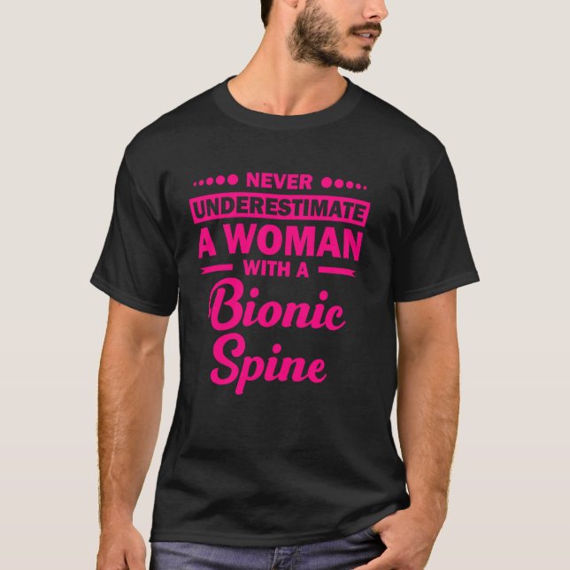 Funny Bionic Spine Surgery Recovery Gift Back Spin T-Shirt (Front)
