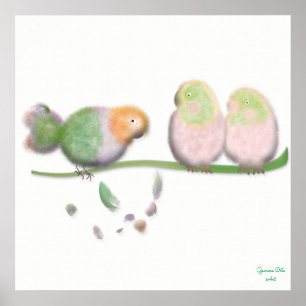 Funny bird art Illustration by Gemma Orte Designs. Poster