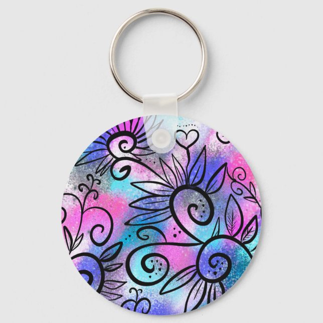 Funny bird art key ring (Front)