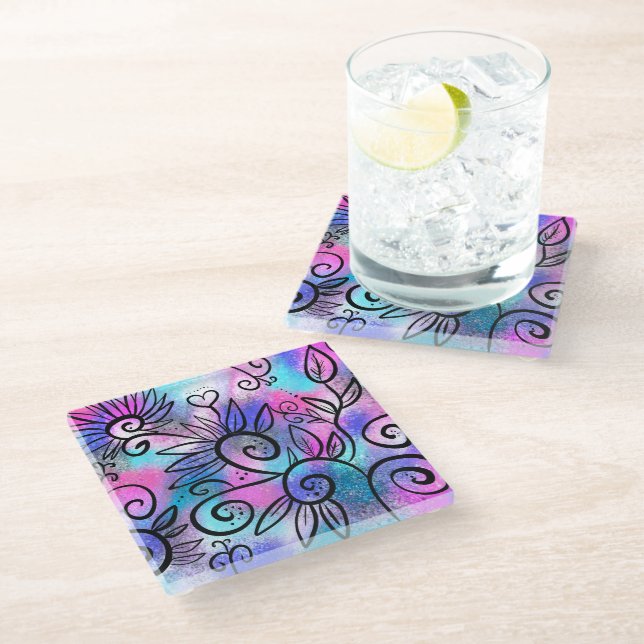 Funny bird art stone glass coaster (Angled)