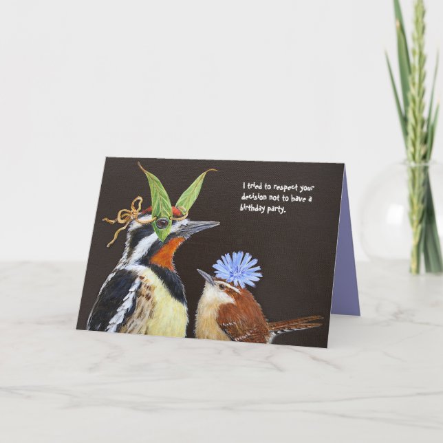 Funny bird birthday card with sapsucker (Front)