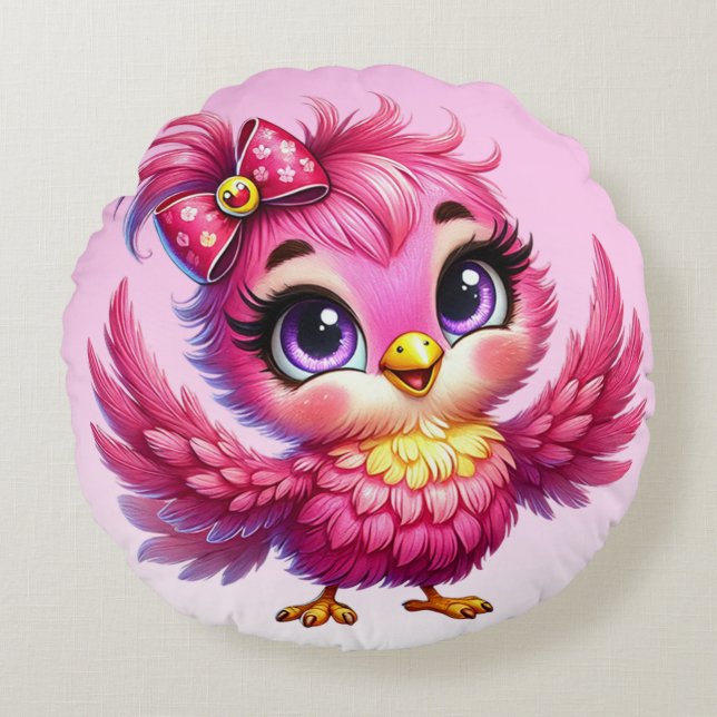 Funny Bird Cartoon Sublimation-56342 Round Cushion (Front)
