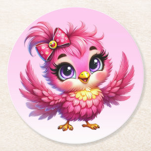 Funny Bird Cartoon Sublimation-56342 Round Paper Coaster