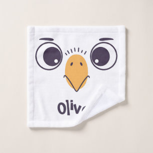 Funny Bird Face with Large Eyes Wash Cloth