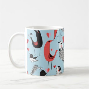 Funny bird illustrations, graphic seamless. coffee mug