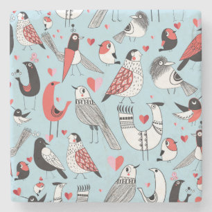 Funny bird illustrations, graphic seamless. stone coaster