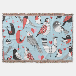 Funny bird illustrations, graphic seamless. throw blanket
