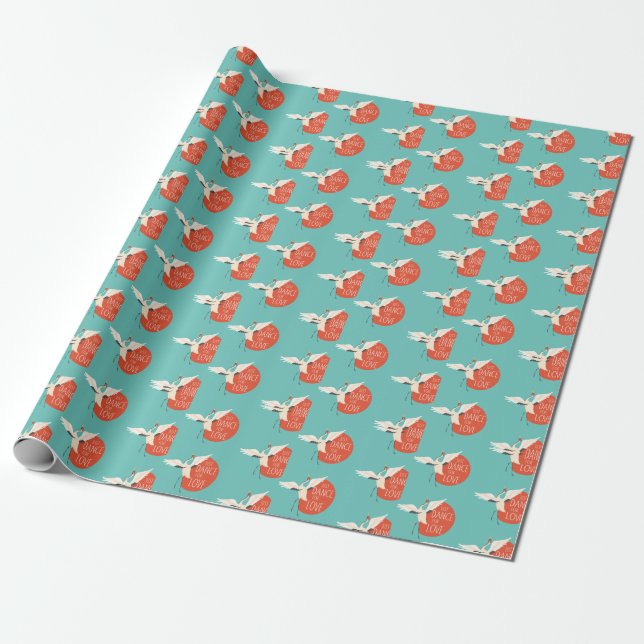 Funny Bird Message - Just Dance For Love 1 Wrapping Paper (Unrolled)