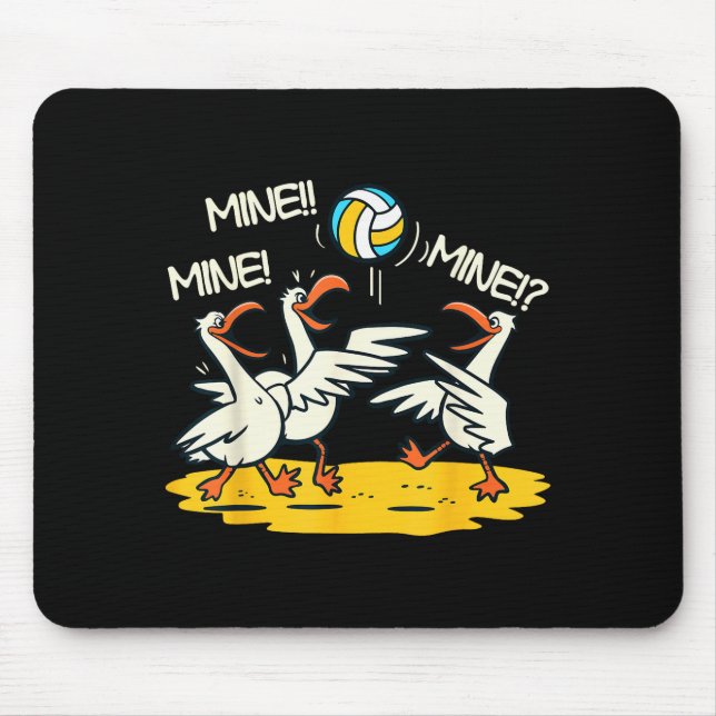 Funny Bird Playing Volleyball Mine Game Day Beach  Mouse Pad (Front)