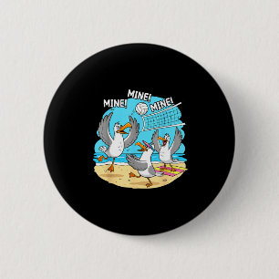 Funny Bird Playing Volleyball Mine Game Day Vibes  6 Cm Round Badge