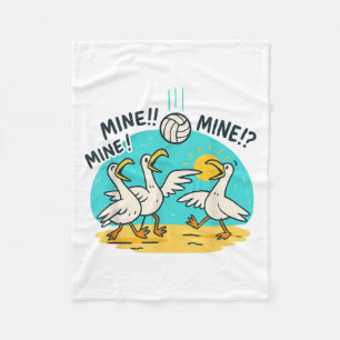 Funny Bird Playing Volleyball Mine Game Day Vibes Fleece Blanket