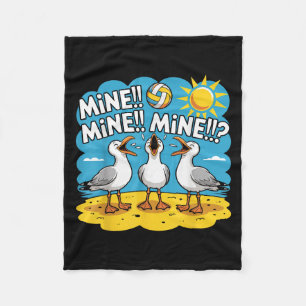 Funny Bird Playing Volleyball Mine Game Day Vibes  Fleece Blanket