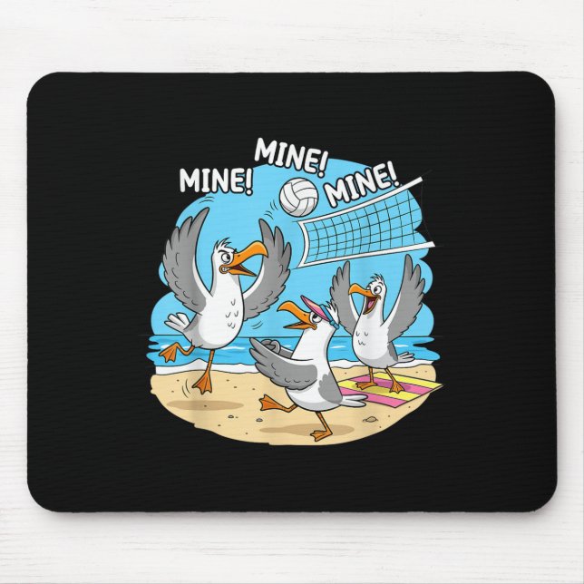 Funny Bird Playing Volleyball Mine Game Day Vibes  Mouse Pad (Front)