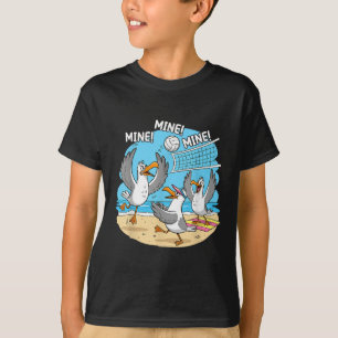 Funny Bird Playing Volleyball Mine Game Day Vibes  T-Shirt