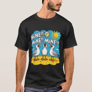 Funny Bird Playing Volleyball Mine Game Day Vibes  T-Shirt