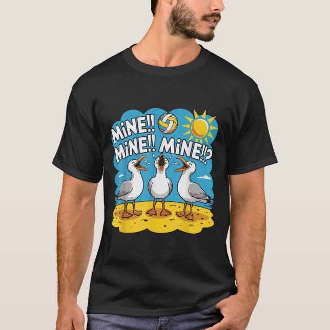 Funny Bird Playing Volleyball Mine Game Day Vibes  T-Shirt (Front)