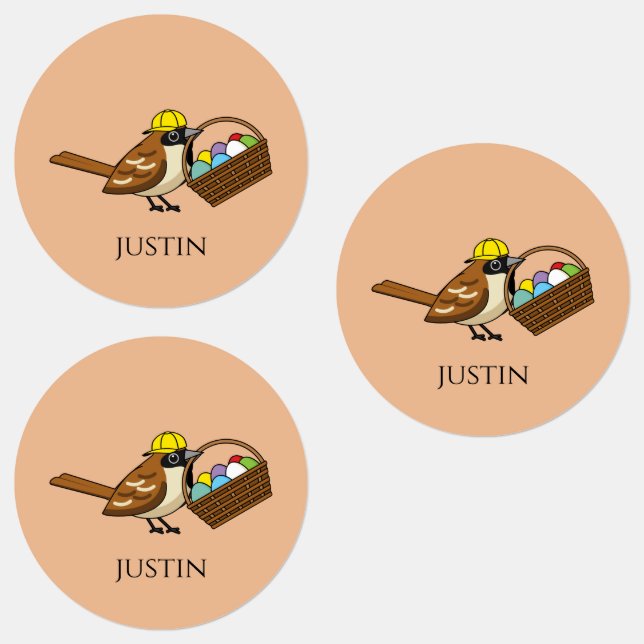 Funny Bird w Colourful Eggs Basket | Personalise (Group)