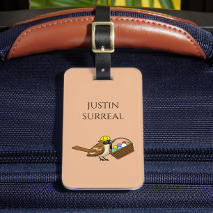 Funny Bird w Colourful Eggs Basket Personalise Luggage Tag