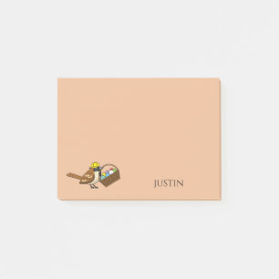 Funny Bird w Colourful Eggs Basket Personalise Post-it Notes