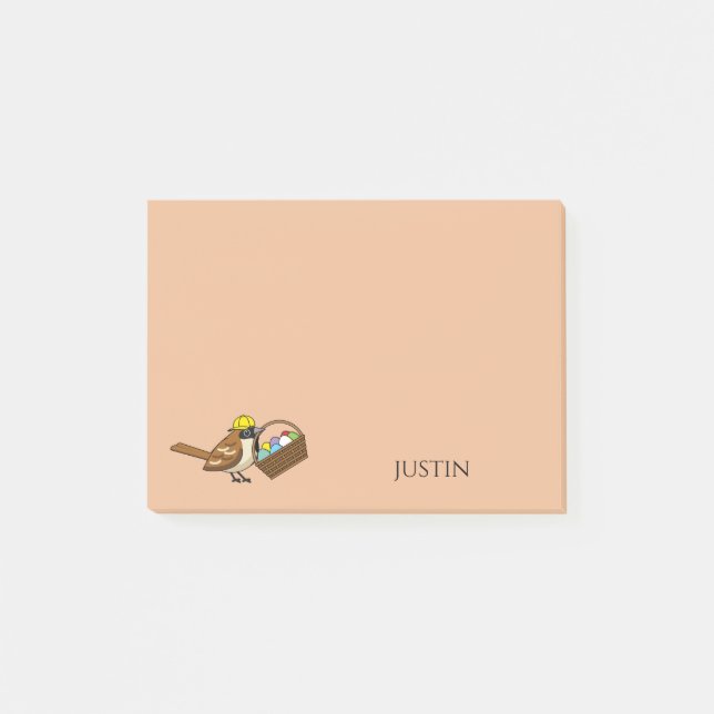 Funny Bird w Colourful Eggs Basket | Personalise Post-it Notes (Front)