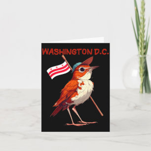 Funny Bird with Cap and Patriotic Washington Flag Card