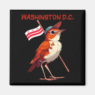 Funny Bird with Cap and Patriotic Washington Flag Magnet