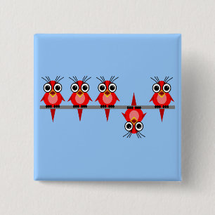 funny birds 15 cm square badge