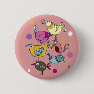 Funny birds 6 cm round badge