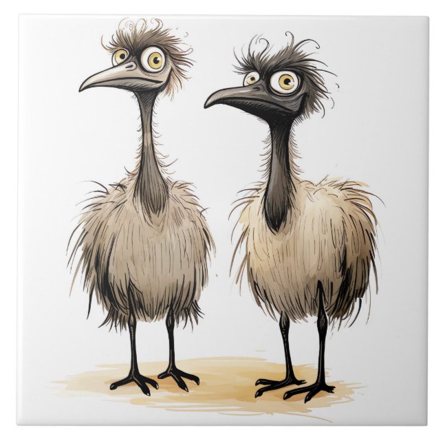 funny birds background ceramic tile (Front)