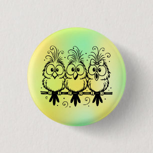 Funny Birds Cartoon-56456 3 Cm Round Badge