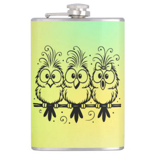 Funny Birds Cartoon-56456 Hip Flask