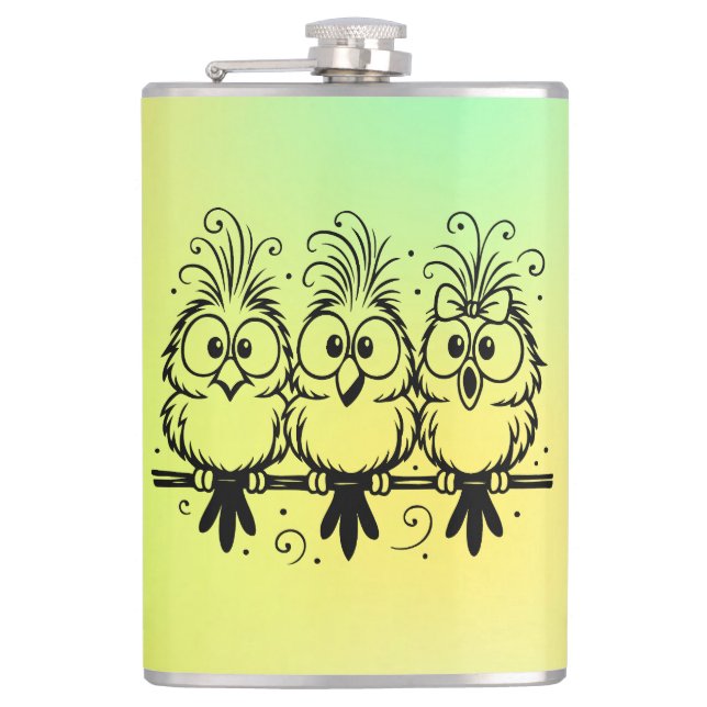 Funny Birds Cartoon-56456 Hip Flask (Front)